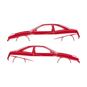 Set Of 2 Lowered Car Silhouette Decal Stickers For Fiat Coupe Red