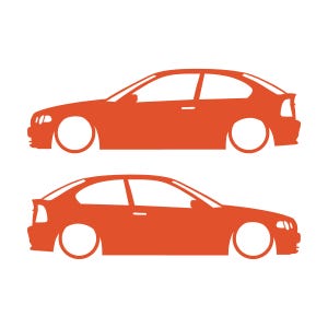 Juego de 2 pegatinas decorativas con silueta de coche rebajado para BMW E46 Compact Hatchback Naranja