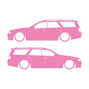 Juego de 2 pegatinas decorativas con silueta de coche rebajado para Nissan Stagea 1996-98 WC34 Zenki Wagon Soft Pink