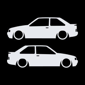 Set Of 2 Car Silhouette Decal Stickers For Ford Escort Mk4 RS Turbo XR3i White