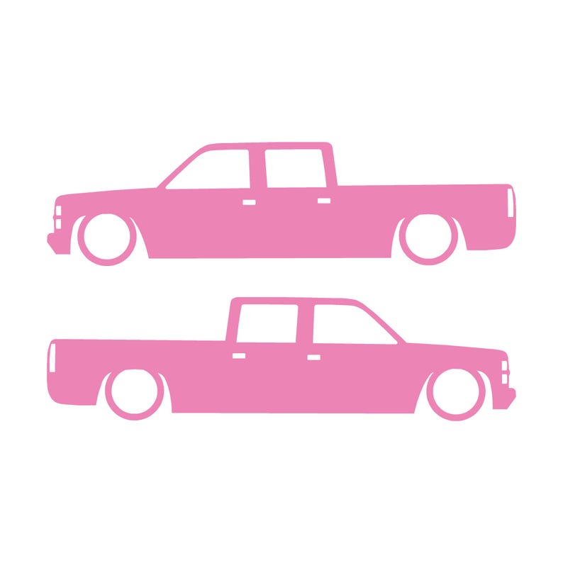 Set mit 2 Aufklebern für tiefergelegte Fahrzeuge für Chevrolet Silverado C1500 Crew Cab 1987-98 Soft Pink