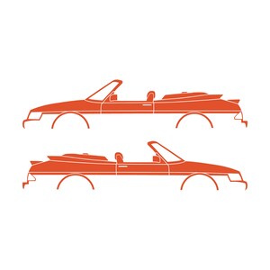 Set med 2 silhuettdekaler för Saab 900 1:a generationens cabriolet Orange