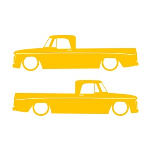 Set Of 2 Car Silhouette Decal Stickers For 1961-65 Dodge D100 Sweptline Long Bed 1st Gen Yellow