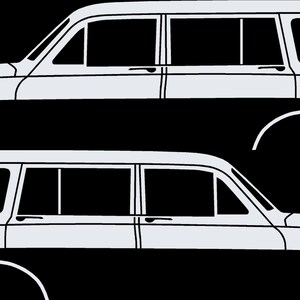 Juego de 2 pegatinas con silueta de coche para Volvo Amazon 122 Wagon Blanco