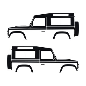 Set Of 2 Car Silhouette Decal Stickers For Land Rover Defender 90 Classic Wagon Black