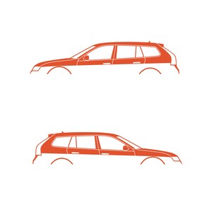 Juego de 2 pegatinas con silueta de coche para Saab 9-3 Early Spec 2nd Gen Sports Tourer Wagon Naranja