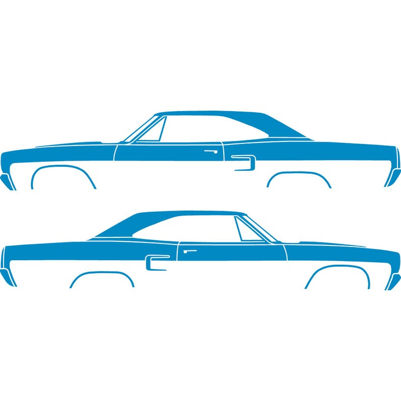 Set Of 2 Car Silhouette Decal Stickers For Classic Muscle For Plymouth Satellite 1973-74 Light Blue