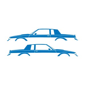 Set Of 2 Car Silhouette Decal Stickers For Buick Grand National Coupe Sky Blue