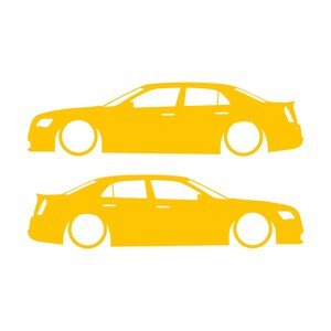 Juego de 2 pegatinas con silueta de coche rebajado para Chrysler 300 SRT de segunda generación. Amarillo
