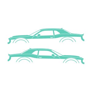 Ensemble de 2 autocollants silhouette de voiture pour Dodge Challenger Hellcat Mint