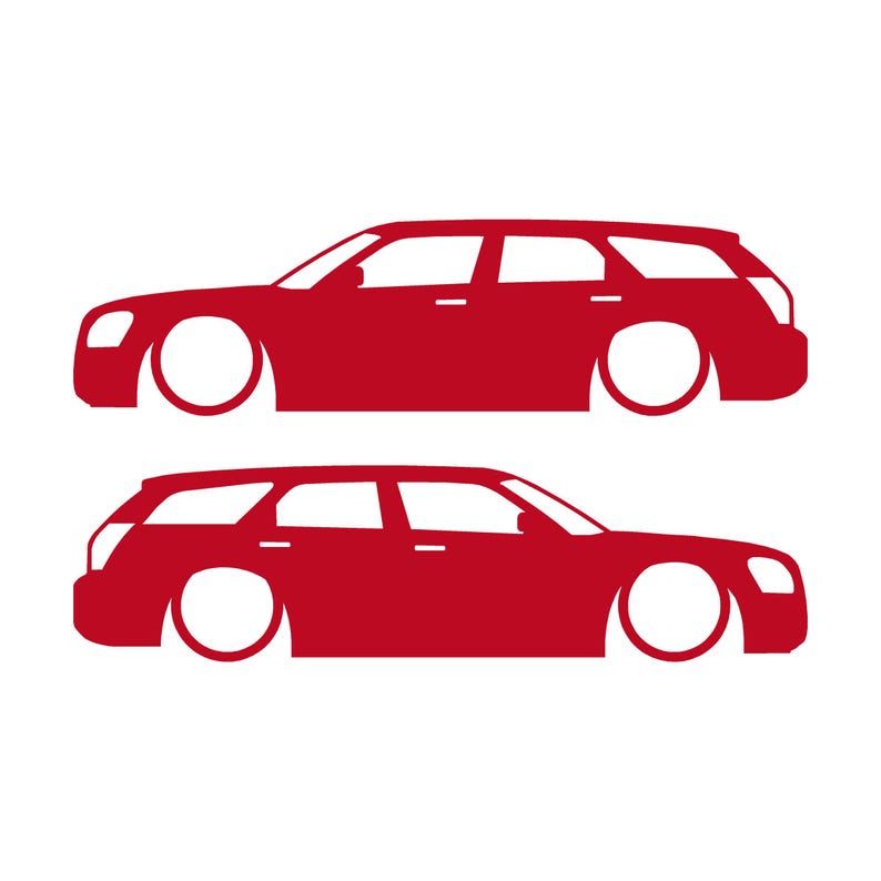 Set med 2 sänkta silhuettdekaler för Dodge Magnum Röd