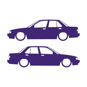Juego de 2 pegatinas decorativas con silueta de coche rebajado para JDM para Nissan Sentra SE-R Morado