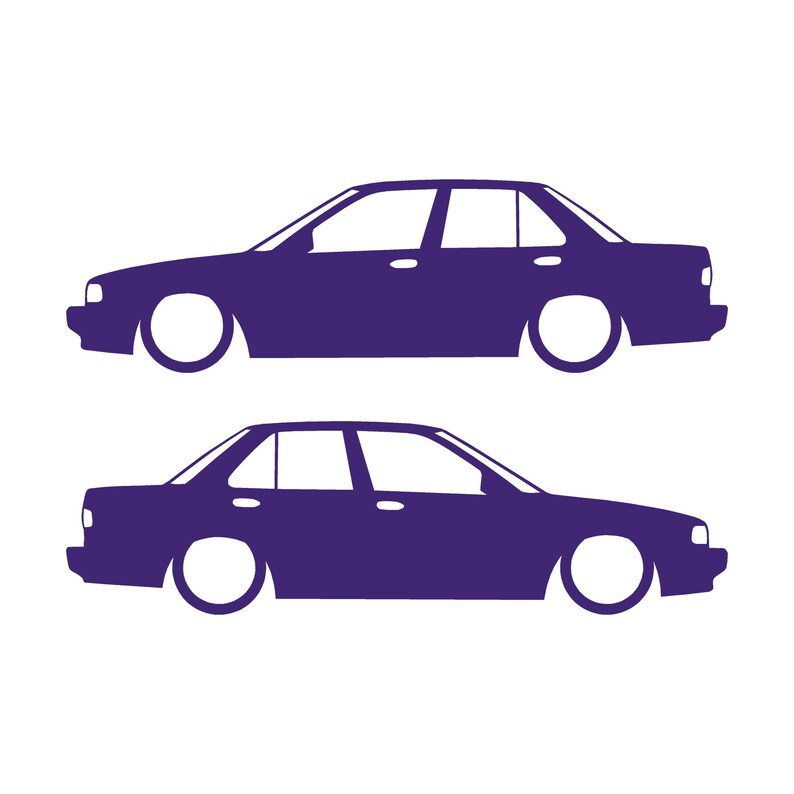 Juego de 2 pegatinas decorativas con silueta de coche rebajado para JDM para Nissan Sentra SE-R Morado