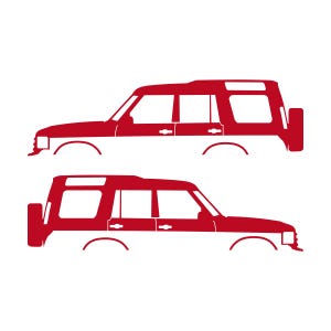 Set mit 2 Auto-Silhouette-Aufklebern für Land Rover Discovery Classic S2 Rot