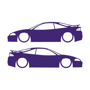 Set Of 2 Lowered Car Silhouette Decal Stickers For Eagle Talon TSi 2G Purple