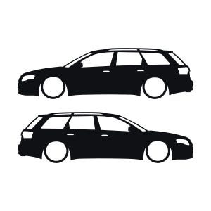 Conjunto de 2 adesivos com silhueta de carro rebaixado para Audi A4 S4 B7 Avant Preto