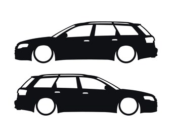 Set Of 2 Lowered Car Silhouette Decal Stickers For Audi A4 S4 B7 Avant