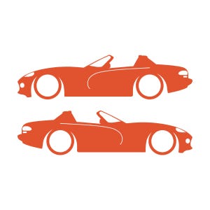 Set mit 2 Aufklebern für tiefergelegte Fahrzeuge für Dodge Viper Roadster der 1. Generation Orange