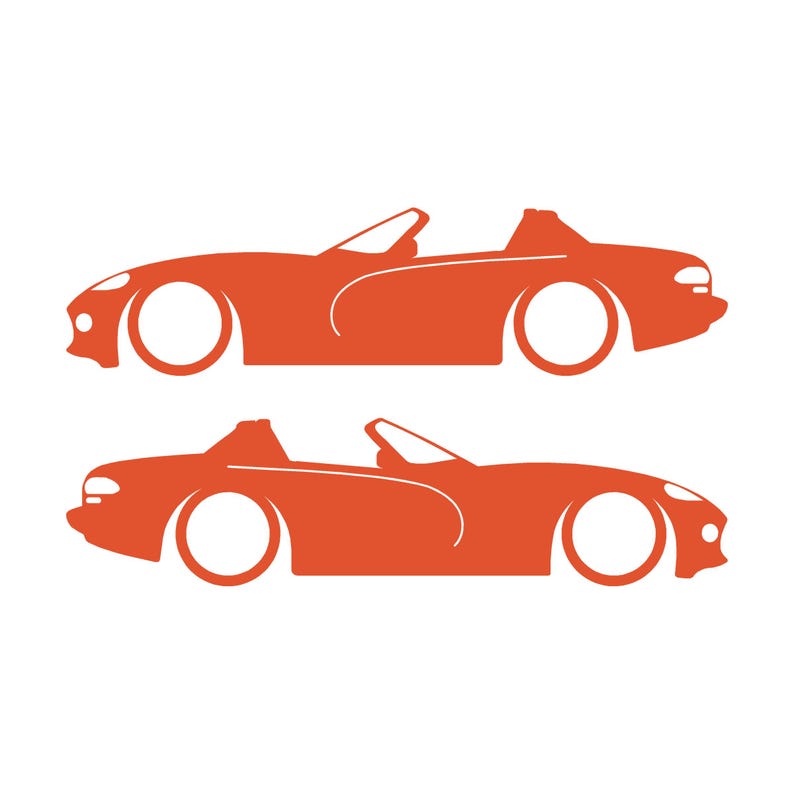 Set mit 2 Aufklebern für tiefergelegte Fahrzeuge für Dodge Viper Roadster der 1. Generation Orange