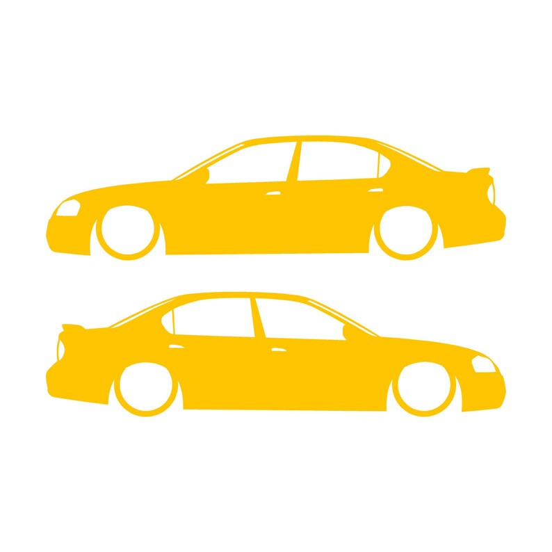 Juego de 2 pegatinas decorativas con silueta de coche rebajado para Nissan Maxima de 5ª generación. Amarillo