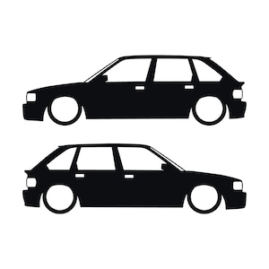Set Of 2 Lowered Car Silhouette Decal Stickers For MG Maestro Turbo Black