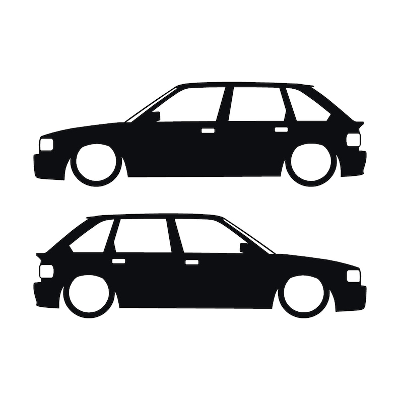 Set Of 2 Lowered Car Silhouette Decal Stickers For MG Maestro Turbo Black