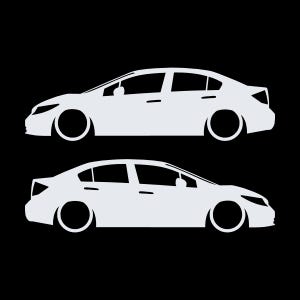 Set Of 2 Lowered Car Silhouette Decal Stickers For Honda Civic FB 9th Gen Sedan White