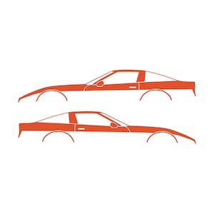 Set Of 2 Car Silhouette Decal Stickers For Chevrolet Corvette C4 Coupe Orange