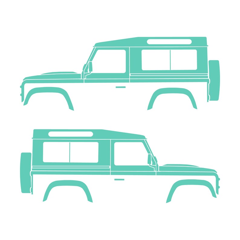 Set Of 2 Car Silhouette Decal Stickers For Land Rover Defender 90 Classic Wagon Mint