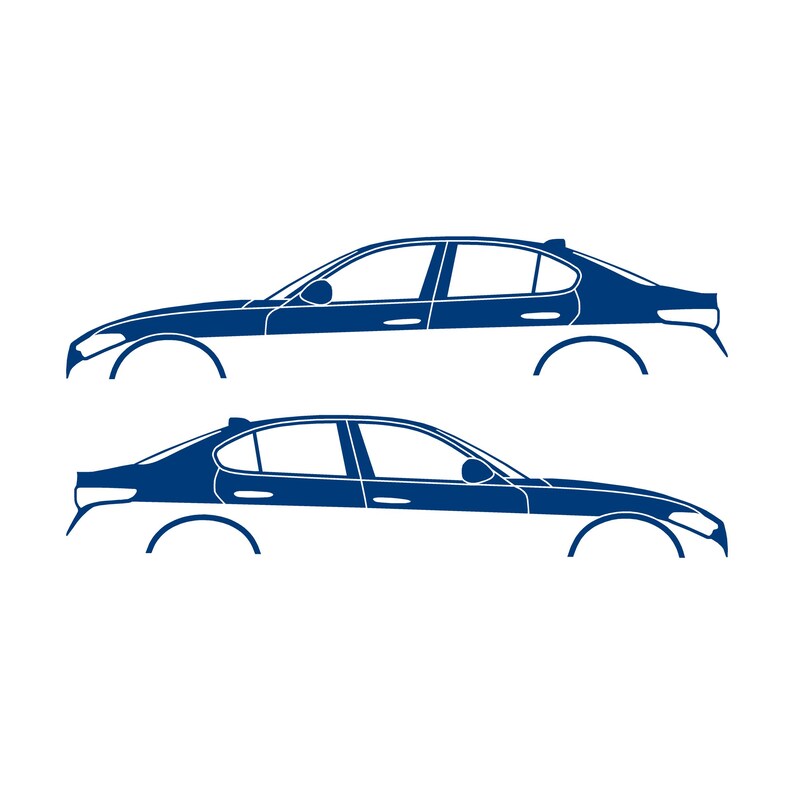 Set Of 2 Lowered Car Silhouette Decal Stickers For Alfa Romeo Giulia 952 2016 Blue