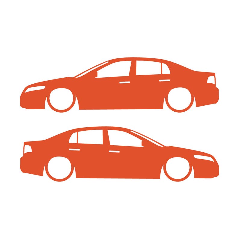 Set Of 2 Lowered Car Silhouette Decal Stickers For Acura TL UA6 2004-08 3rd Gen Sedan Orange