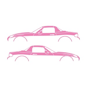 Set Of 2 Lowered Car Silhouette Decal Stickers For Mazda Miata MX5 NC Soft Pink