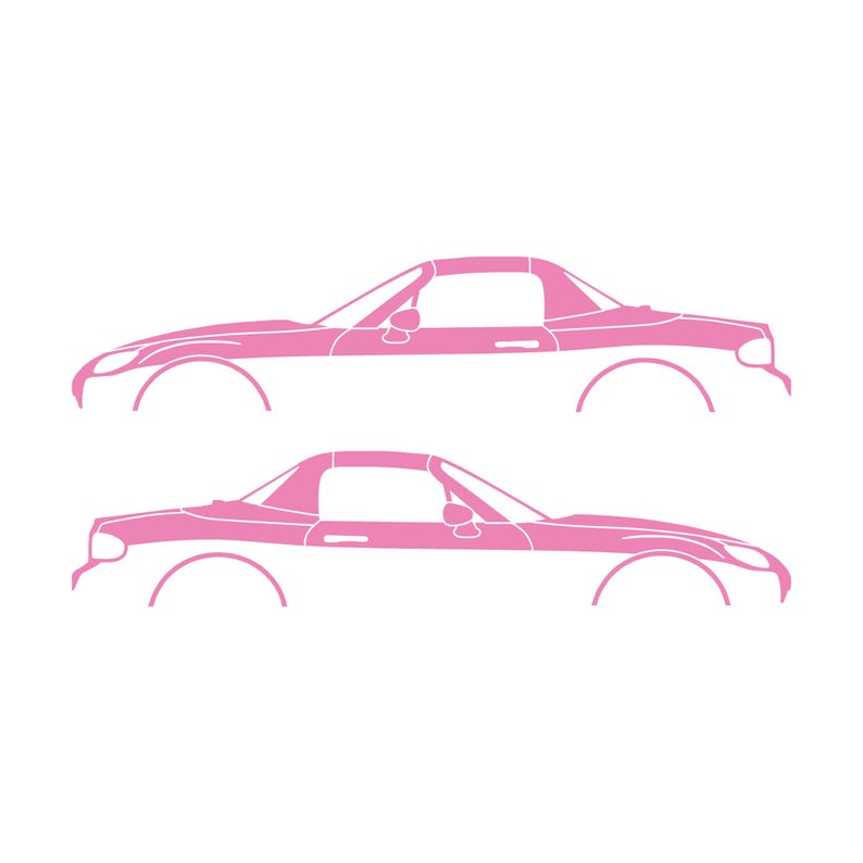 Set Of 2 Lowered Car Silhouette Decal Stickers For Mazda Miata MX5 NC Soft Pink