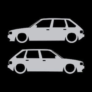 Set Of 2 Lowered Car Silhouette Decal Stickers For Austin Maestro Silver