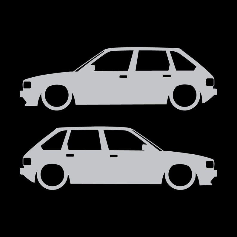 Set Of 2 Lowered Car Silhouette Decal Stickers For Austin Maestro Silver