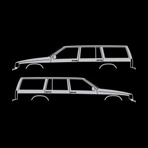 Conjunto de 2 adesivos com silhueta de carro para Volvo 945 Wagon Prata