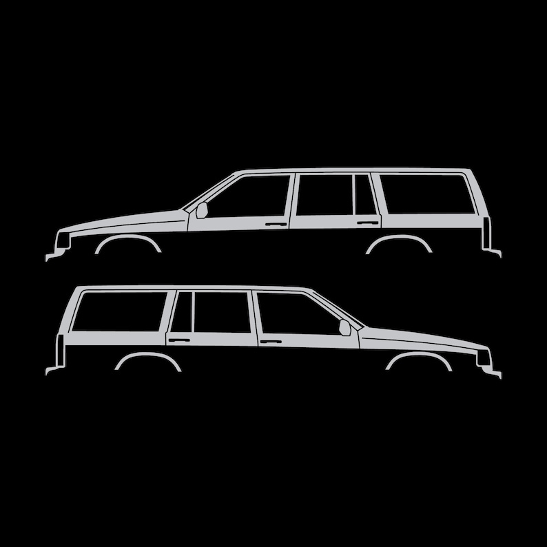 Conjunto de 2 adesivos com silhueta de carro para Volvo 945 Wagon Prata