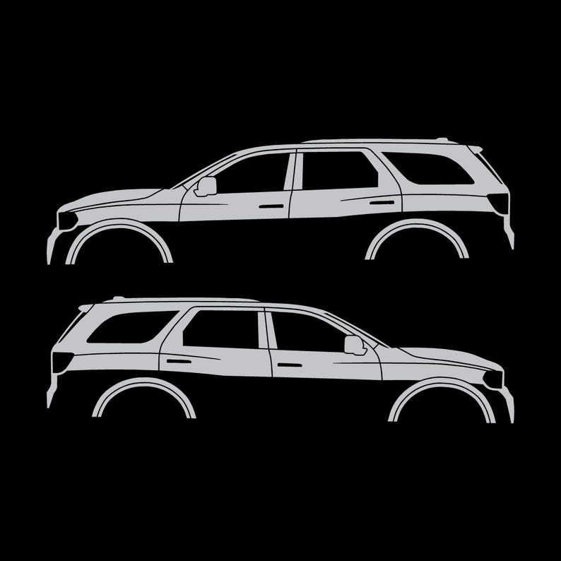 Set Of 2 Car Silhouette Decal Stickers For Dodge Durango 3rd Gen Silver