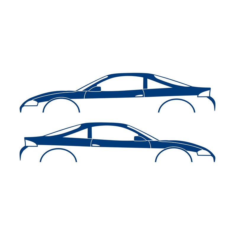 Set Of 2 Car Silhouette Decal Stickers For Mitsubishi Eclipse 2nd Gen 2Gb 1997-99 GS-T GSX Blue