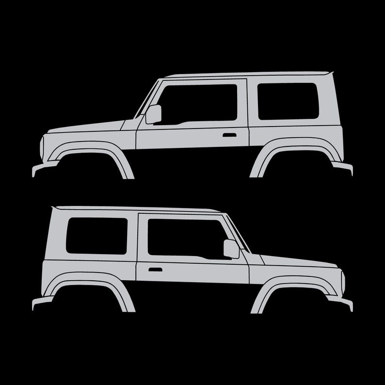 Set Of 2 Car Silhouette Decal Stickers For Suzuki Jimny 4th Gen 2018- Silver