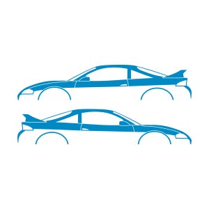 Set Of 2 Car Silhouette Decal Stickers For Mitsubishi Eclipse 2nd Gen 2Gb 1997-99 GS-T GSX Rear Spoiler Light Blue