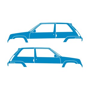 Set Of 2 Car Silhouette Decal Stickers For Renault 5 GT Turbo Light Blue
