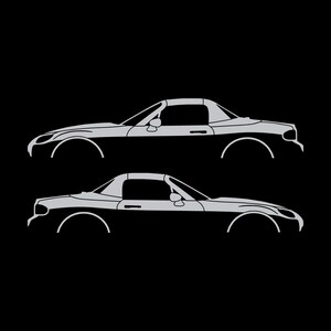 Set Of 2 Lowered Car Silhouette Decal Stickers For Mazda Miata MX5 NC Silver