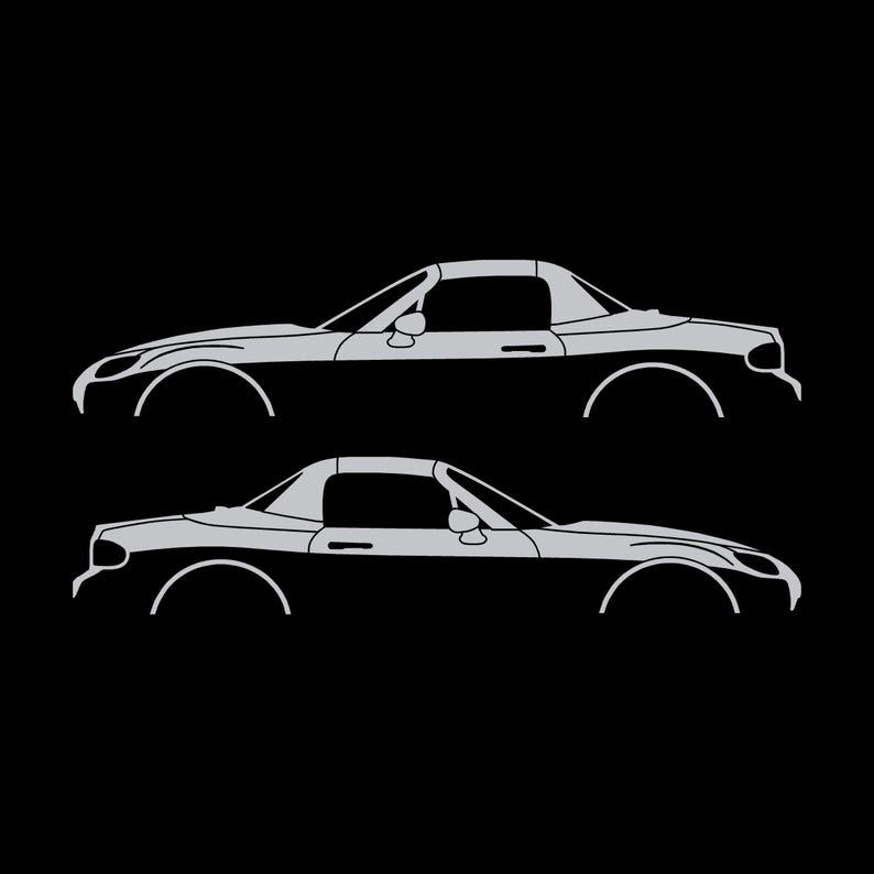 Set Of 2 Lowered Car Silhouette Decal Stickers For Mazda Miata MX5 NC Silver