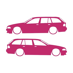 BMW E39 5シリーズ ツーリング用 車のシルエットデカールステッカー 2枚セット ピンク