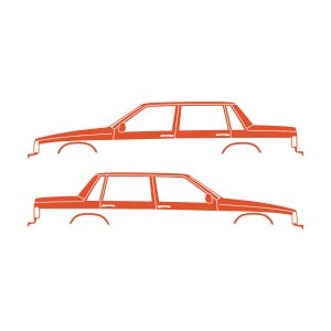 Set Of 2 Car Silhouette Decal Stickers For Volvo 744 Sedan Orange