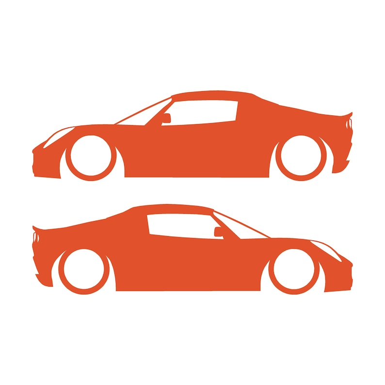 Juego de 2 pegatinas decorativas con silueta de coche rebajado para Lotus Elise S2 Naranja