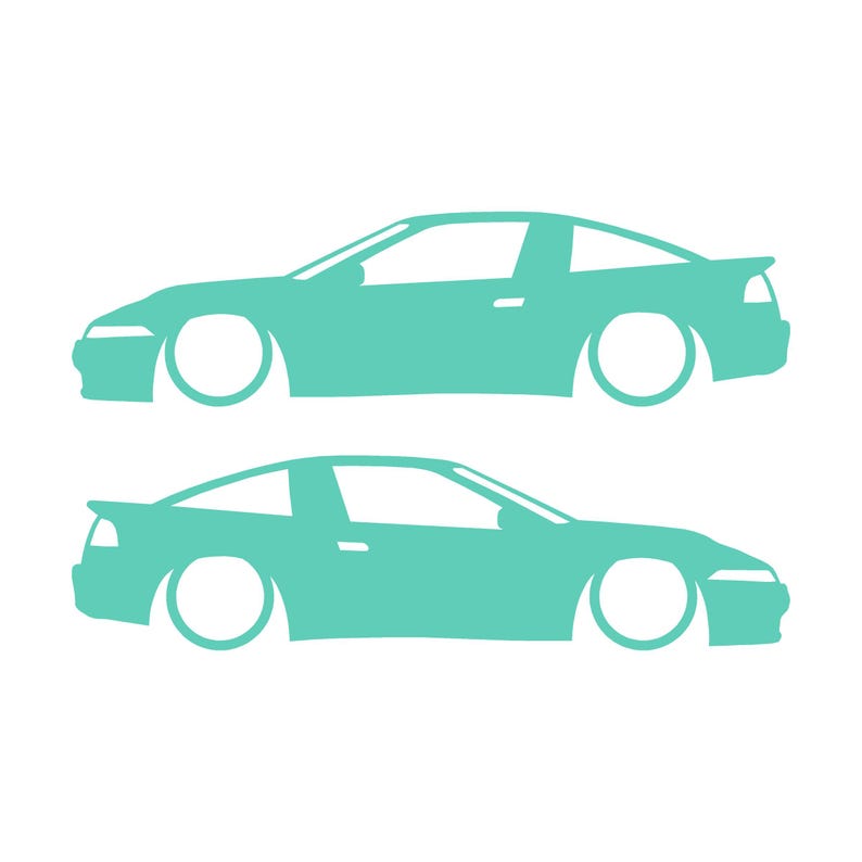 Juego de 2 pegatinas decorativas con silueta de coche rebajado para Mitsubishi Eclipse 1G de primera generación. Mint