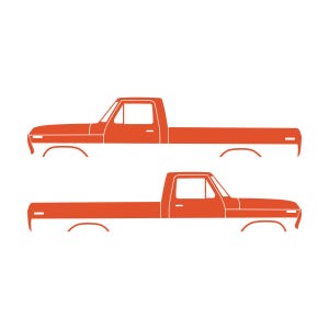 Set Of 2 Lifted Truck Silhouette Decal Stickers For Ford F100 1973-79 6th Gen Pickup Orange