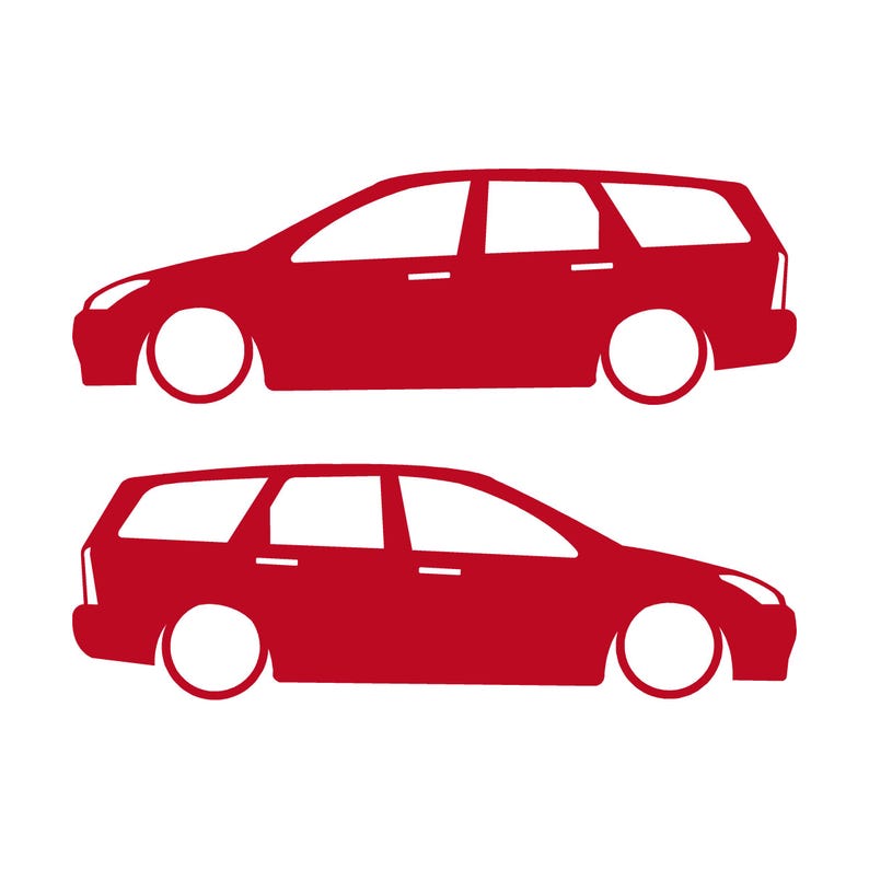 Set Of 2 Car Silhouette Decal Stickers For Ford Cortina Mk1 Estate Wagon Red